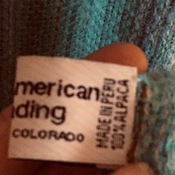 Alpaca Scarf in Teal, mint green, grey and brown - Picture 8 of 10